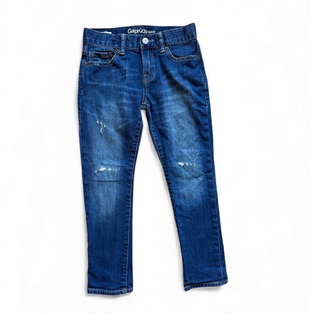Boys Gap Kids 1969 Indigo Skinny Distressed Jackson Medium Wash Jeans - Sz 7 yrs